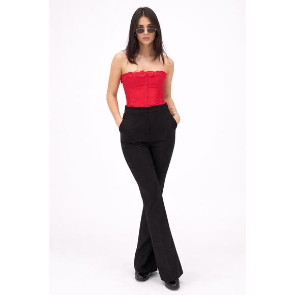 NEW LITA by Ciara Black Flared Leg Suit Pants High Rise Black Womens Size 00